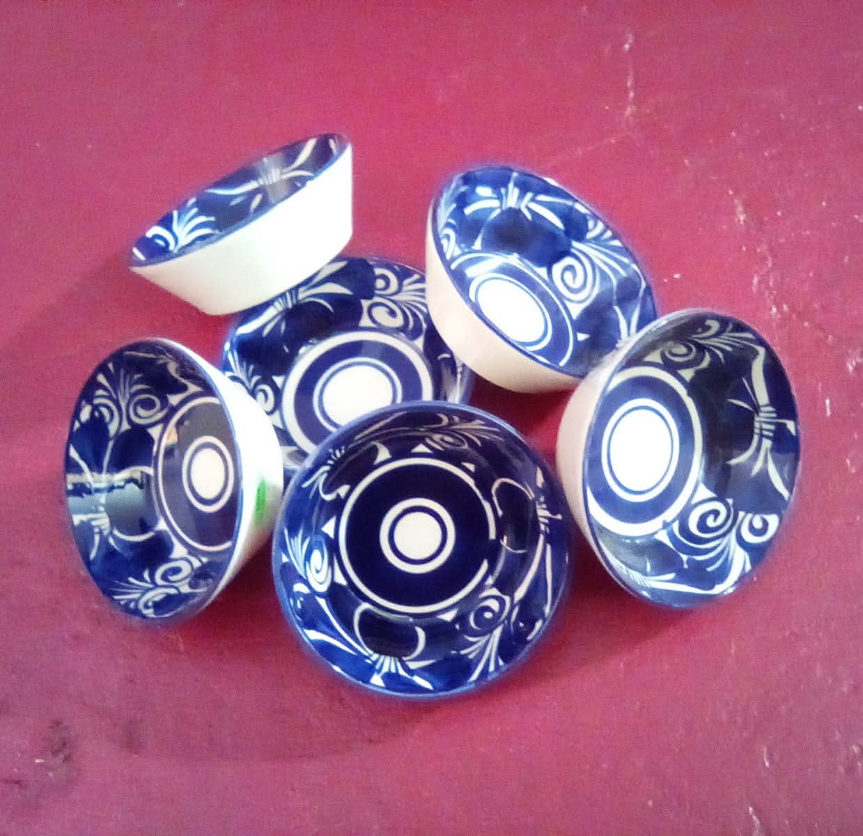 6 Platos de cerámica azules